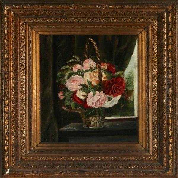 Still Life With Roses In A Basket - view 1