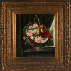 Still Life With Roses In A Basket by Emmy Marie Caroline Thornam