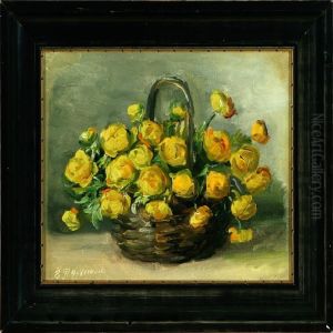 Still Life With Yellow Flowers In A Basket by Emmy Marie Caroline Thornam