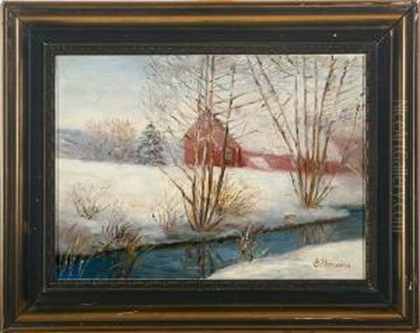 Scenery With A House. Signed E. Thornam - view 1