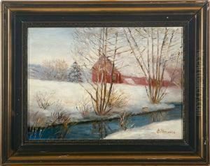 Scenery With A House. Signed E. Thornam by Emmy Marie Caroline Thornam