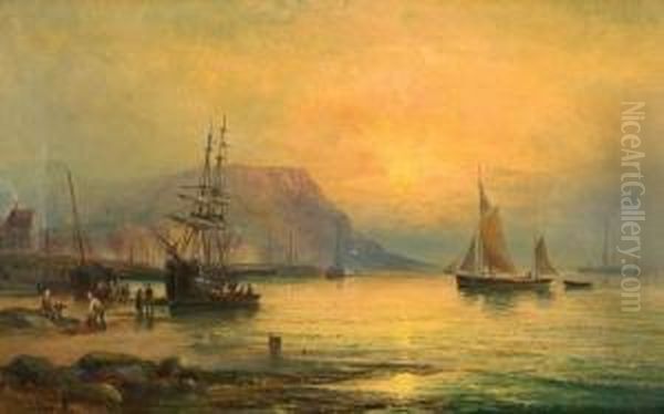 A Fishing Harbour At Sunset - view 1