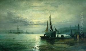 Shoreham Harbour By Moonlight by Charles Thorneley