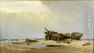 'the Old Wreck' 1871 London International Exhibition Labelverso by Charles Thorneley
