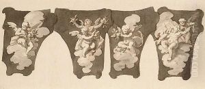 A Ceiling Design Of Putti Within Spandrels by Sir James Thornhill