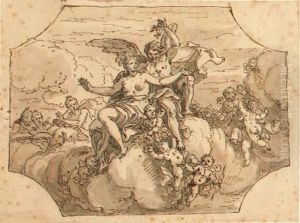Zephyrus And Flora With Putti And Garlands On Clouds by Sir James Thornhill