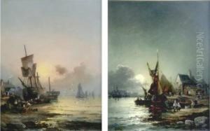 Beach Scenes By Day And Night by Hubert Thornley