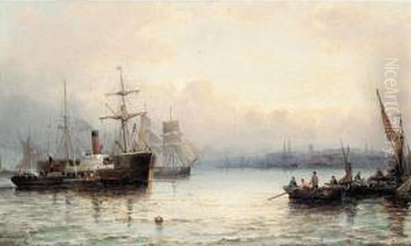 Harbour Scene With Steamboat - view 1