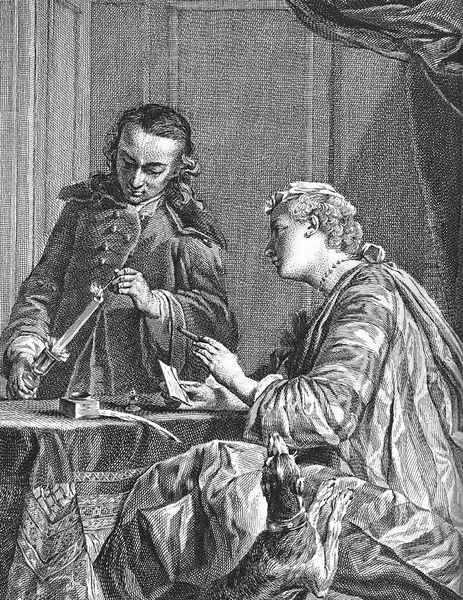 Woman Waxing a Letter - view 1