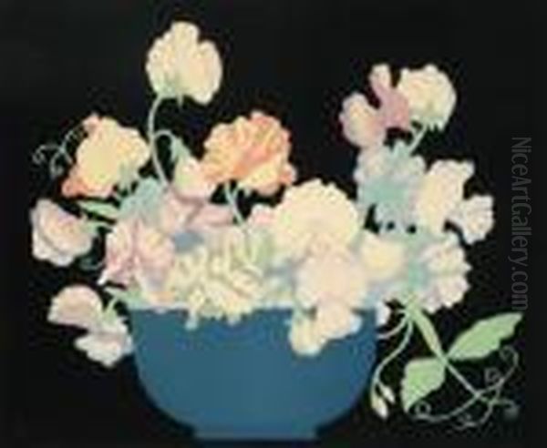 Sweet Peas Coloured Woodblock
Signed'hall Thorpe' Lower Right Titled Lower Left 23.5 X 29cm - view 1