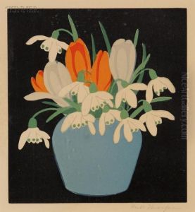Lot Of Two Floral Still Lifes: Primulas by John Hall Thorpe