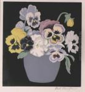 Pansies In A Grey Vase by John Hall Thorpe