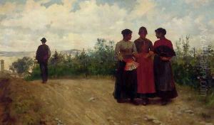 Gossips In The Roman Campagna by Arturo Faldi