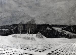 Vinterlandskap by Olof Thunman