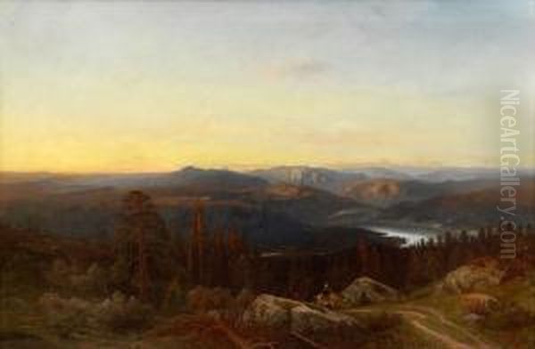 Norsk Landskap Med Mann Og Kvinne Til Hest 1868 1868 - view 1