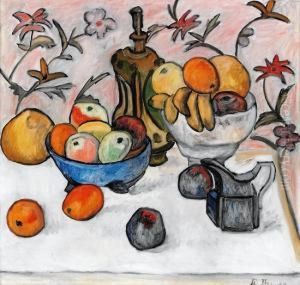 Oppstilling Med Krukker, Karaffel Og Frukt 1924 1924