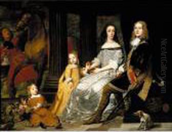 Portrait Of Philips Van De Werve
And His Wife Isabelle (nee Charles), Seated With Their Children,
Attended By A Groom With A Horse - view 1