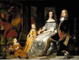 Portrait Of Philips Van De Werve
 And His Wife Isabelle (nee Charles), Seated With Their Children, 
Attended By A Groom With A Horse by Pieter Thijs