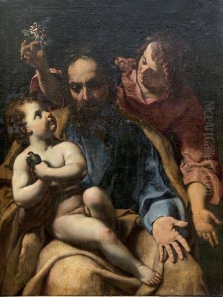 Saint Joseph, L'enfant Jesus Et Un Ange - view 1