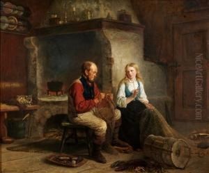 Fiskeren Og Hans Datter 1864 by Adolphe Tidemand