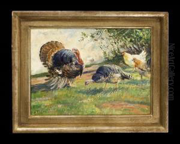 Trutahhn Und Huhner In Landschaft - view 1