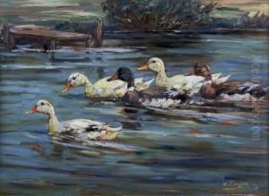 Ducks On Water by Willy Tiedjen