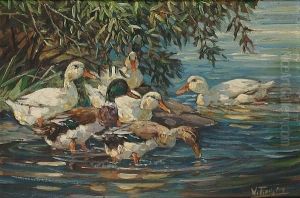 Ducks On The Water by Willy Tiedjen