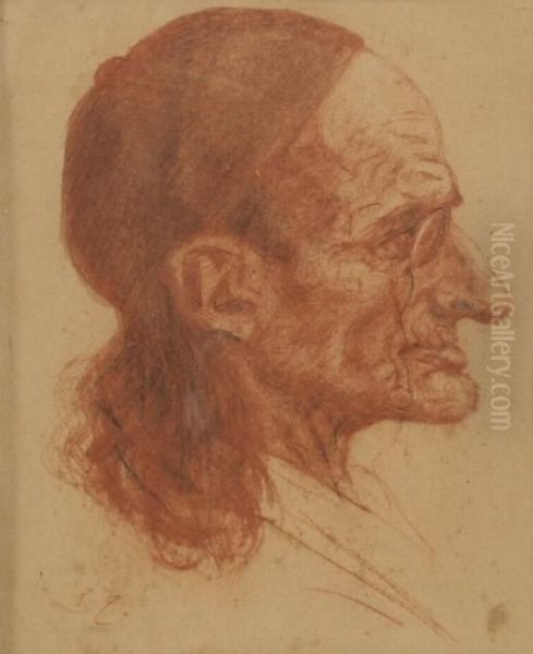 Studie Eines Alten Mannes Im Profil - view 1