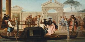 Venezianische Festgesellschaft Mit Gondel by Lorenzo Tiepolo