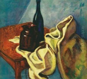 Still Life With Blue Glass Bottle, About 1909 by Lajos Tihanyi