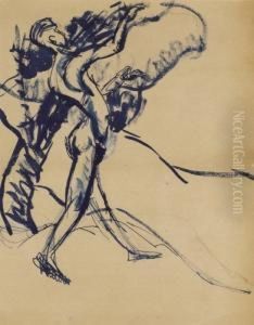 Nude Outdoors by Lajos Tihanyi