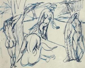 Blue Nudes by Lajos Tihanyi