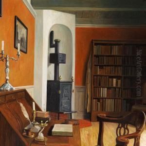 The Author Ludvig Holberg's Library At Terslosegard by Christian Tilemann-Petersen