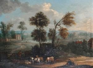 Cowherds At A Gate