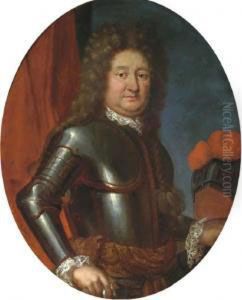 Portrait Of A Military Commander, Half-length, In Armor by Peter Tillemans