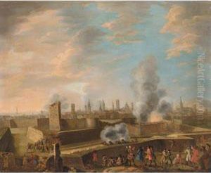 A Capriccio View Of The Siege Of A City by Peter Tillemans