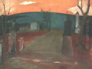 Landscape at Nightfall Evening 1931 by Istvan Farkas
