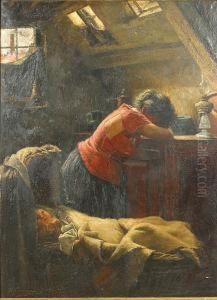 Moeder En Kind In Een Interieur. by Henri Timmermans