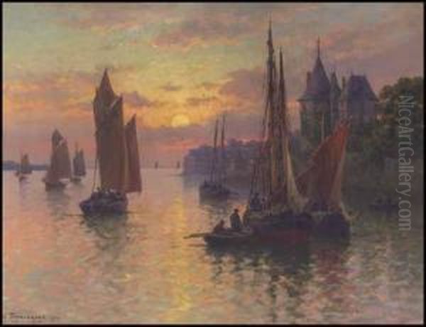 Sailboats At Sunset - view 1