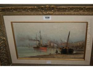 Scene With Steam And Sailing Vessels