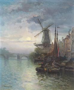 View On A Harbor In The Moonlight