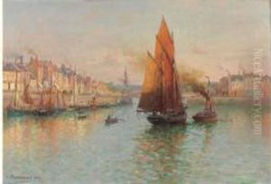 Voilier Dans Le Port De Fecamp by Louis Timmermans