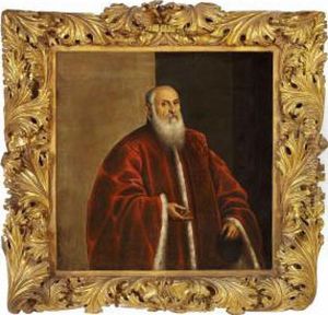Portrait Of A Bearded Man In A Red Fur-trimmed Coat