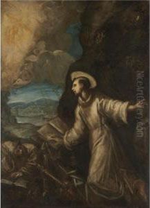 Saint Francis Receiving The Stigmata by Domenico Tintoretto