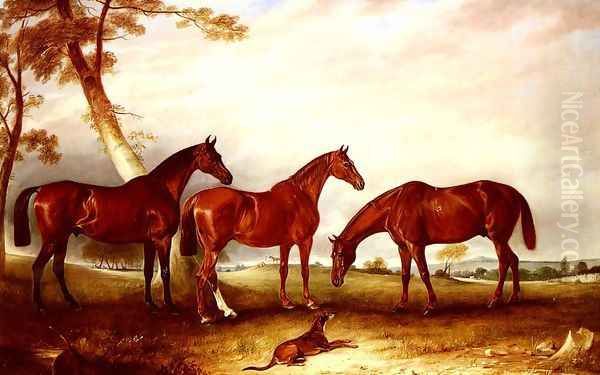 Marvel, KingFisher And The Lad, Three Hunters Belonging To William Angerstein, In A Field With His Dog Spring - view 1