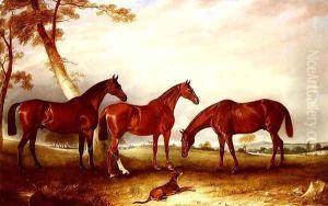 Marvel, KingFisher And The Lad, Three Hunters Belonging To William Angerstein, In A Field With His Dog Spring