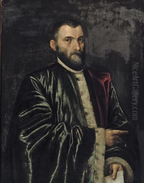 Portrait Of A Senator,
Half-length, In A Blue-lined Robe, Holding A Document In His Left Hand - view 1