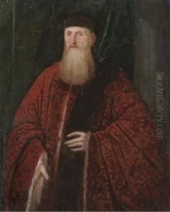 Portrait Of A Venetian Senator, Three-quarter-length, In Robes Ofoffice by Domenico Tintoretto