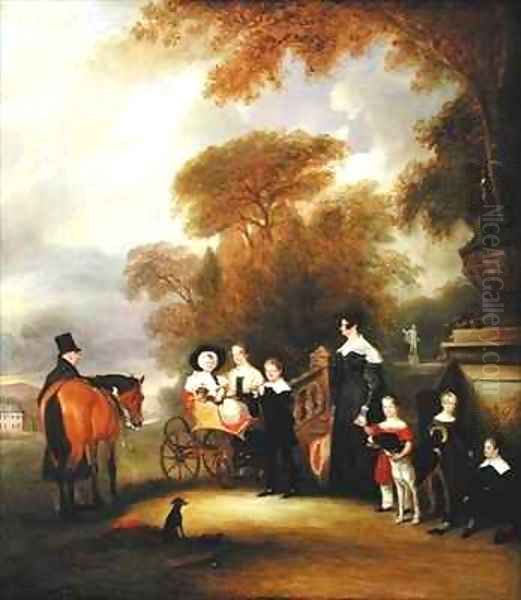 The Rev and Mrs Henry Palmer with their six younger children at Withcote Hall Near Oakham Leicestershire - view 1