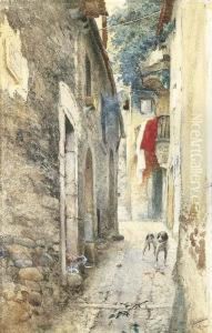 Vicolo Di Paese Nei Dintorni Di Roma by Cesare Tiratelli